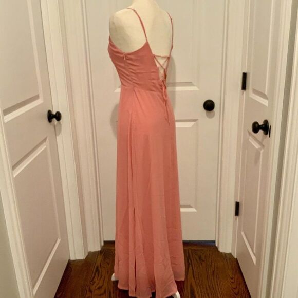 BB Dakota Blush Pink Save The First Dance Sleeveless Maxi Slip Dress Size 4 New - Picture 9 of 11